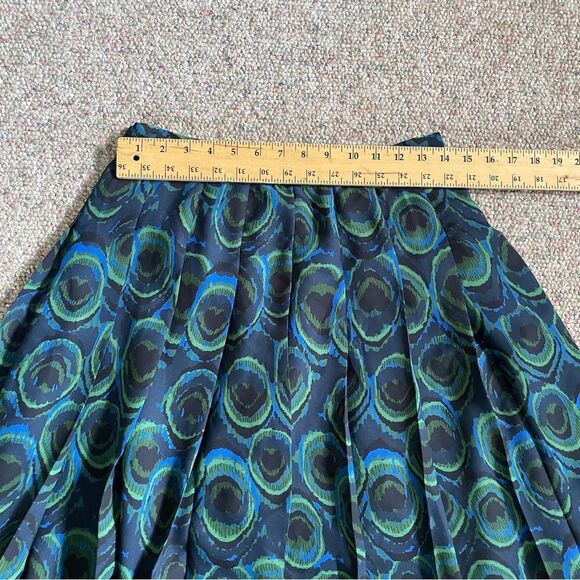 Modcloth Vibrant Green and Blue Peacock Midi Skirt - Picture 4 of 7